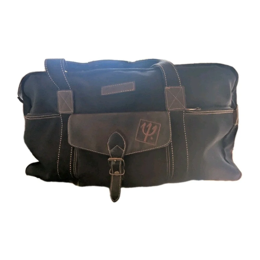 Vintage Club Med Duffel Bag Canvas Leather Trim Weekender Gym Travel